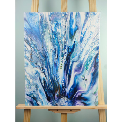 Elżbieta Hanarz - obrazy akryl - Blue Splash - Obraz wykonany metodą pouringu na płótnie 40x50 foto #1