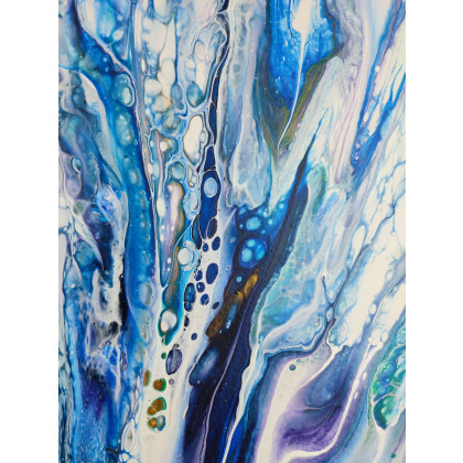 Elżbieta Hanarz - obrazy akryl - Blue Splash - Obraz wykonany metodą pouringu na płótnie 40x50 foto #3