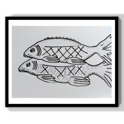 Rysunek tuszem -ryby, ML, rysunek tuszem