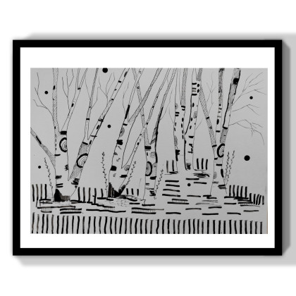 Rysunek tuszem -Drzewa, ML, rysunek tuszem