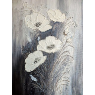 WYJĄTKOWY OBRAZ STRUKTURALNY Z TEKSTURĄ 3D BIAŁE MAKI