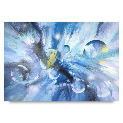 Kosmiczna Eksplozja - Obraz abstrakcyjny na płótnie 70x100, Elżbieta Hanarz, obrazy akryl