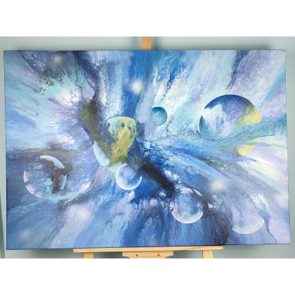 Elżbieta Hanarz - obrazy akryl - Kosmiczna Eksplozja - Obraz abstrakcyjny na płótnie 70x100 foto #1