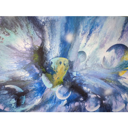 Elżbieta Hanarz - obrazy akryl - Kosmiczna Eksplozja - Obraz abstrakcyjny na płótnie 70x100 foto #3