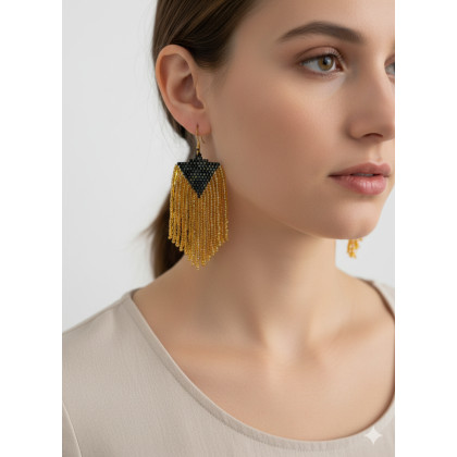 unikatart - kolczyki  - Kolczyki Krótkie Zieleń Metalizowana i Złoto foto #1