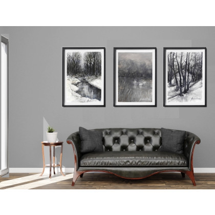 Jolanta Frankiewicz - obrazy akwarela - Ustronie - monochromatyczna akwarela A4 foto #4