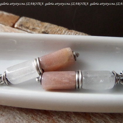 szarotka - kolczyki  - VANILLA CAPPUCCINO kolczyki z kamienia słonecznego, kryształu górskiego i srebra foto #1