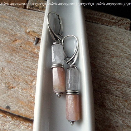 szarotka - kolczyki  - VANILLA CAPPUCCINO kolczyki z kamienia słonecznego, kryształu górskiego i srebra foto #2