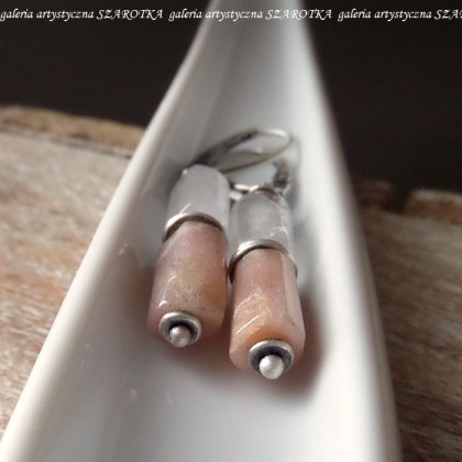 szarotka - kolczyki  - VANILLA CAPPUCCINO kolczyki z kamienia słonecznego, kryształu górskiego i srebra foto #3