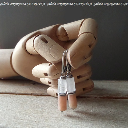 szarotka - kolczyki  - VANILLA CAPPUCCINO kolczyki z kamienia słonecznego, kryształu górskiego i srebra foto #4