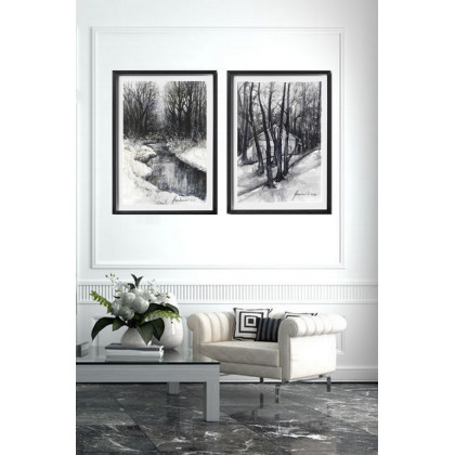 Jolanta Frankiewicz - obrazy akwarela - Strumień- monochromatyczna akwarela A4 foto #3