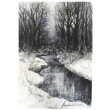 Strumień- monochromatyczna akwarela A4