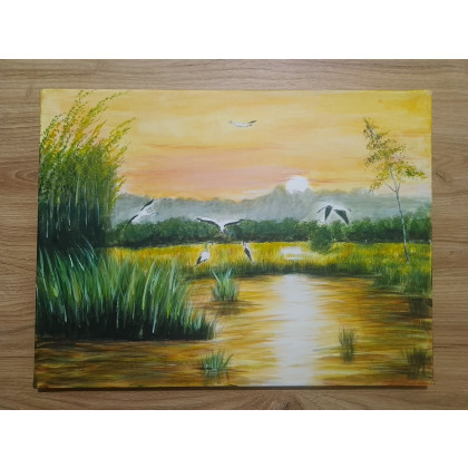 Marzena Dymek - obrazy akryl - ZESTAW RĘCZNIE MALOWANYCH OBRAZÓW - TRYPTYK ECHA PTASICH SKRZYDEŁ foto #1