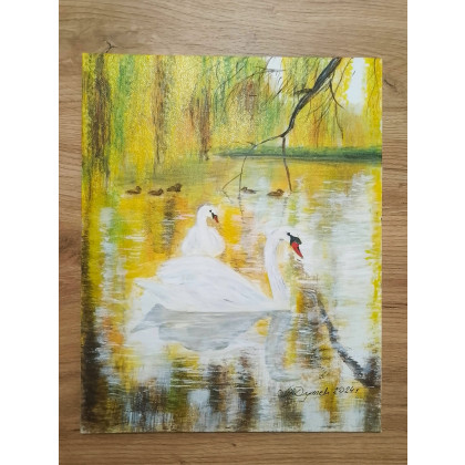 Marzena Dymek - obrazy akryl - ZESTAW RĘCZNIE MALOWANYCH OBRAZÓW - TRYPTYK ECHA PTASICH SKRZYDEŁ foto #3