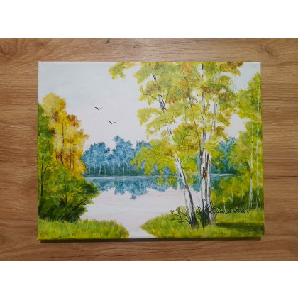 Marzena Dymek - obrazy akryl - ZESTAW RĘCZNIE MALOWANYCH OBRAZÓW - TRYPTYK ECHA PTASICH SKRZYDEŁ foto #4