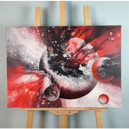 Elżbieta Hanarz - obrazy akryl - Serce Supernowej - Kosmiczna abstrakcja na płótnie 50x70 foto #1