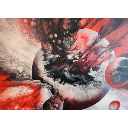 Elżbieta Hanarz - obrazy akryl - Serce Supernowej - Kosmiczna abstrakcja na płótnie 50x70 foto #4