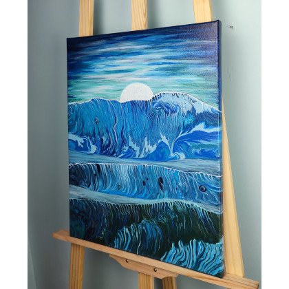 Elżbieta Hanarz - obrazy akryl - Księżycowy Blask -  Górski krajobraz abstrakcyjny na płótnie 40x50 foto #2