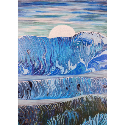 Elżbieta Hanarz - obrazy akryl - Księżycowy Blask -  Górski krajobraz abstrakcyjny na płótnie 40x50 foto #3