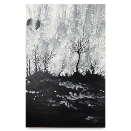 Cisza Lasu - Monochromatyczny obraz na płótnie 40x60, Elżbieta Hanarz, obrazy akryl