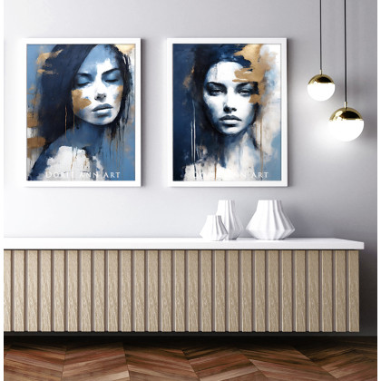 Dorota Kalinowska - plakaty - PORTRET kobiety in Blue 02, plakat 39x49 cm foto #1