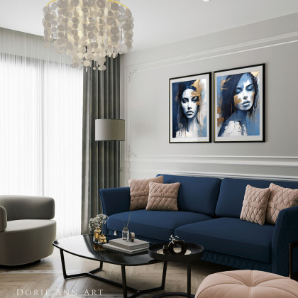 Dorota Kalinowska - plakaty - PORTRET kobiety in Blue 02, plakat 39x49 cm foto #3