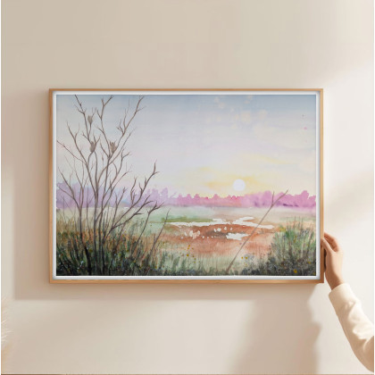 Akwarela A3. Wieczór na łące, Małgorzata Domańska ART, obrazy akwarela
