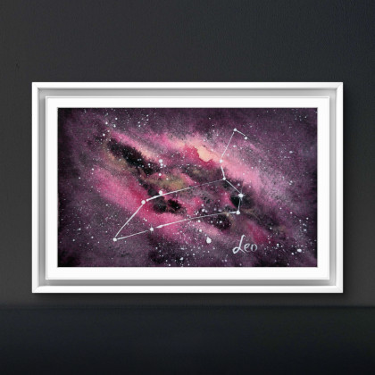 Akwarela A5 Gwiazdozbiór Lwa, Yunona Kucherevska, obrazy akwarela