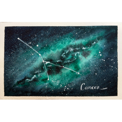 Yunona Kucherevska - obrazy akwarela - Akwarela A5 Gwiazdozbiór Raka foto #2