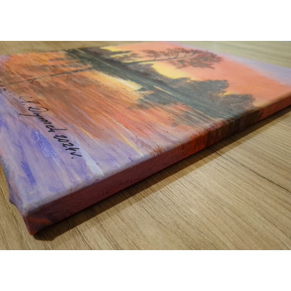 Marzena Dymek - obrazy akryl - PEJZAŻ AKRYLOWY RĘCZNIE MALOWANY NA PŁÓTNIE W PASTELOWEJ ODSŁONIE - 30x24cm foto #1