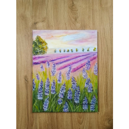 Marzena Dymek - obrazy akryl - ZESTAW RĘCZNIE MALOWANYCH OBRAZÓW - DYPTYK KWITNĄCA WIŚNIA I LAWENDA foto #1