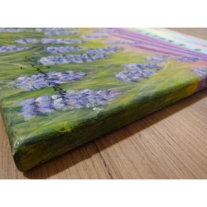 Marzena Dymek - obrazy akryl - ZESTAW RĘCZNIE MALOWANYCH OBRAZÓW - DYPTYK KWITNĄCA WIŚNIA I LAWENDA foto #2