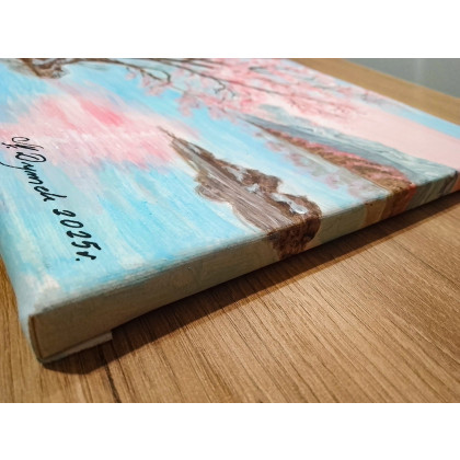 Marzena Dymek - obrazy akryl - ZESTAW RĘCZNIE MALOWANYCH OBRAZÓW - DYPTYK KWITNĄCA WIŚNIA I LAWENDA foto #4