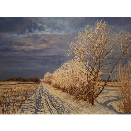 Pejzaż zimowy, Iwona Orzechowska-Wiater, obrazy olejne