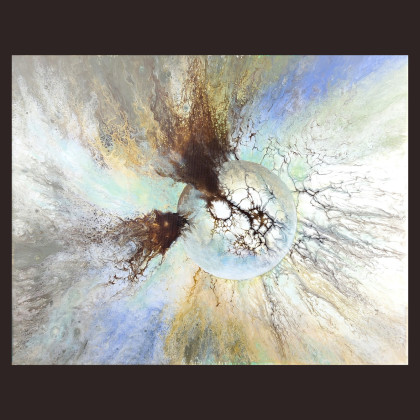 Rozdarcie - Obraz abstrakcyjny inspirowany kosmosem na płótnie 40x50, Elżbieta Hanarz, obrazy akryl