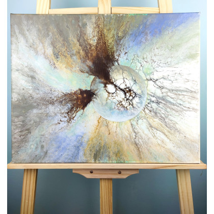 Elżbieta Hanarz - obrazy akryl - Rozdarcie - Obraz abstrakcyjny inspirowany kosmosem na płótnie 40x50 foto #1