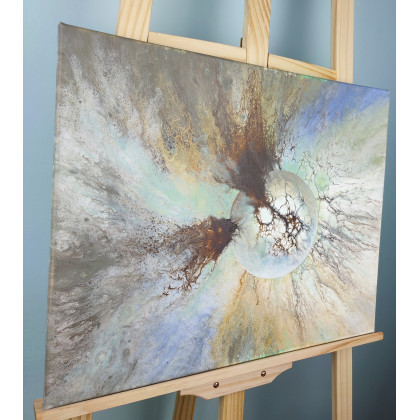 Elżbieta Hanarz - obrazy akryl - Rozdarcie - Obraz abstrakcyjny inspirowany kosmosem na płótnie 40x50 foto #2