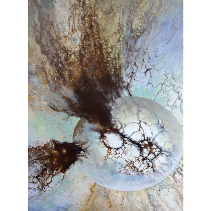 Elżbieta Hanarz - obrazy akryl - Rozdarcie - Obraz abstrakcyjny inspirowany kosmosem na płótnie 40x50 foto #3