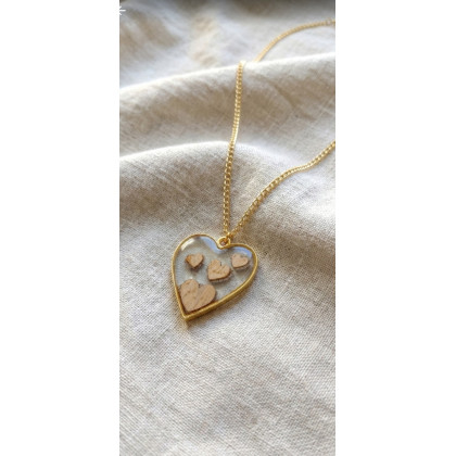 Kropla żywicy - korale,naszyjniki - Naszyjnik Serca w Drewnie foto #1