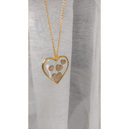 Kropla żywicy - korale,naszyjniki - Naszyjnik Serca w Drewnie foto #2