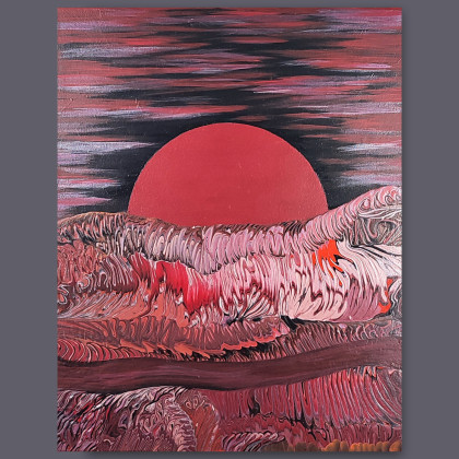 Bloody Moon - Krajobraz abstrakcyjny na płótnie 40x50, Elżbieta Hanarz, obrazy akryl
