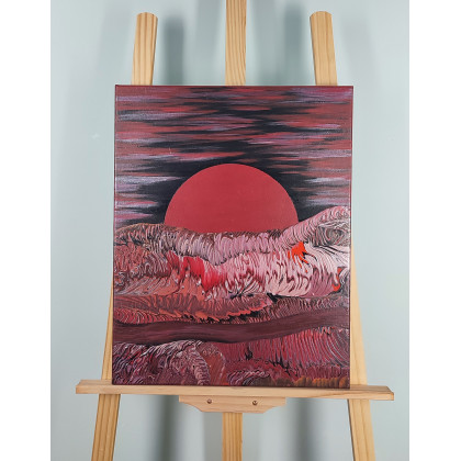 Elżbieta Hanarz - obrazy akryl - Bloody Moon - Krajobraz abstrakcyjny na płótnie 40x50 foto #1