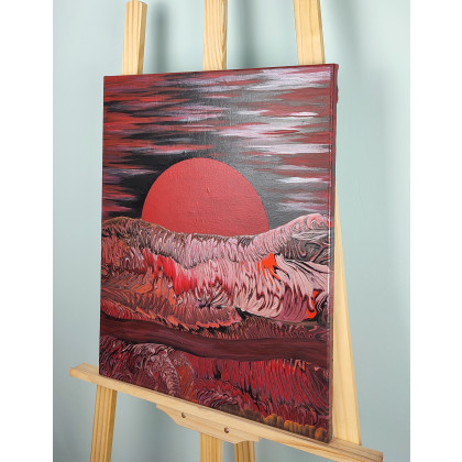 Elżbieta Hanarz - obrazy akryl - Bloody Moon - Krajobraz abstrakcyjny na płótnie 40x50 foto #2