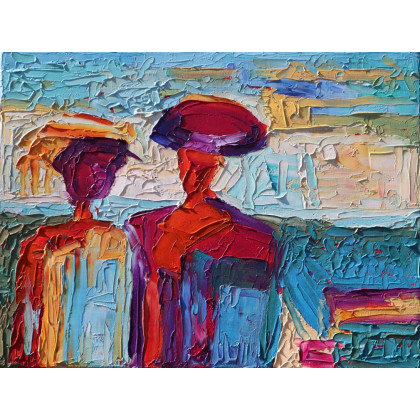 Abstrakcja 109 - Nieznajomi. Olej 30 x 40 cm, Magdalena Walulik , obrazy olejne