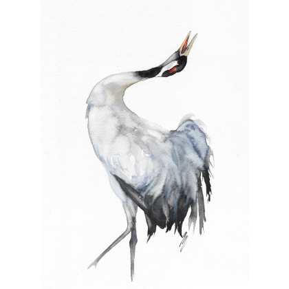 Żuraw - obraz akwarelowy, Magdalena Malik, obrazy akwarela