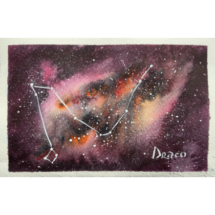 Yunona Kucherevska - obrazy akwarela - Akwarela A5 Gwiazdozbiór Smoka foto #2