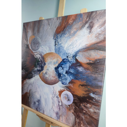Elżbieta Hanarz - obrazy akryl - Collision - Kosmiczna abstrakcja na płótnie 60x60 foto #2