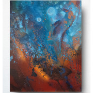 FIRE AND WATER - OBRAZ ABSTRAKCYJNY INSPIROWANY SIŁĄ ŻYWIOŁÓW, PŁÓTNO 40X50