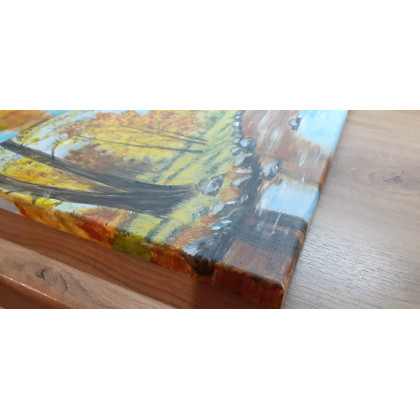 Marzena Dymek - obrazy akryl - ZESTAW RĘCZNIE MALOWANYCH OBRAZÓW - DYPTYK JESIEŃ NAD POTOKIEM foto #3