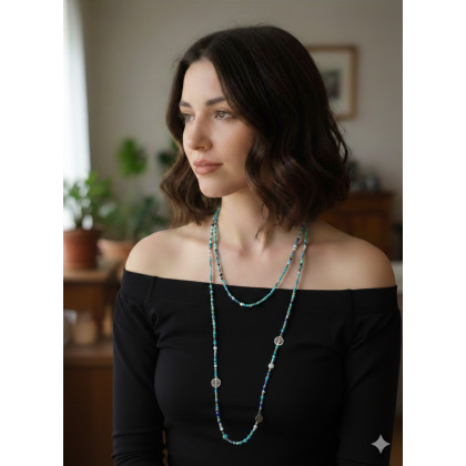 Naszyjnik Etno z Talizmanami Szczęścia, unikatart, korale,naszyjniki